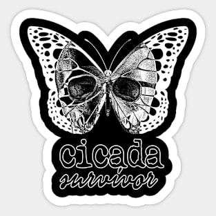 cicada survivor cool skull Halloween style design Sticker